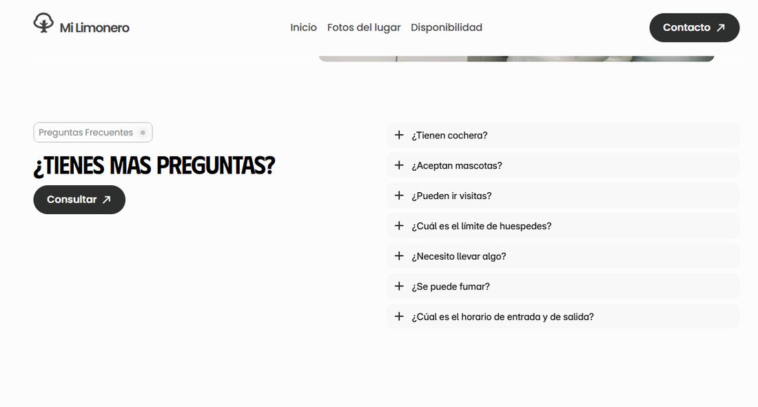 Sección de preguntas frecuentes del sitio de Mi Limonero