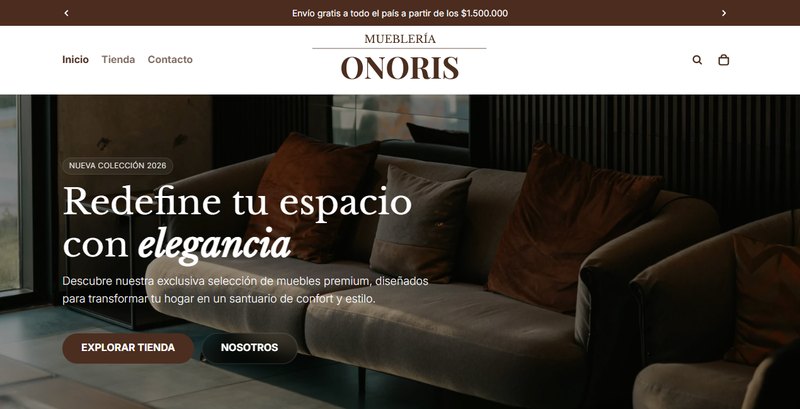 Proyecto web Mueblería Onoris — tienda online desarrollada por JM Sitios Web